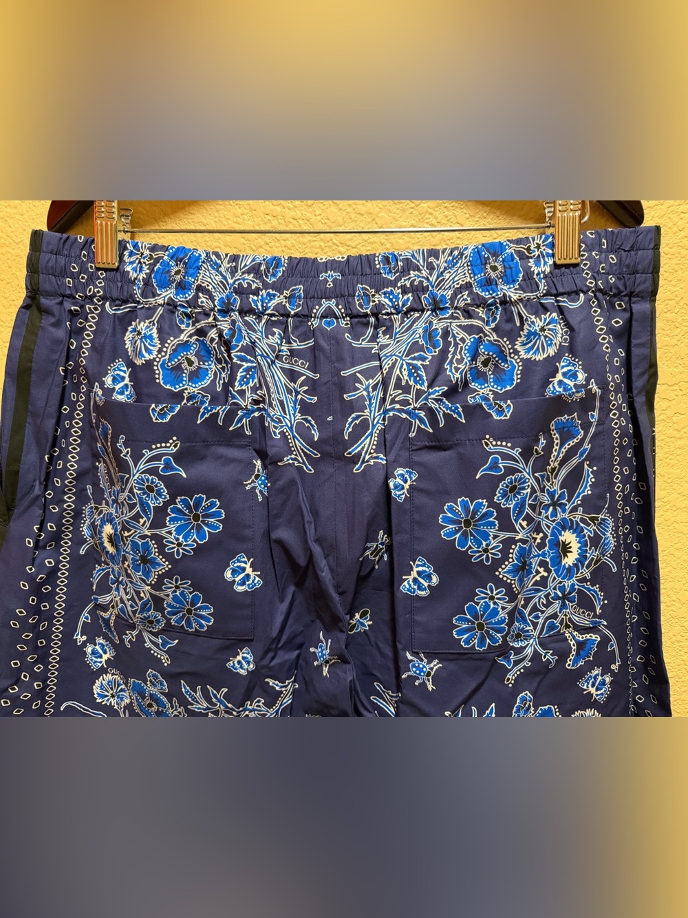 New Gucci Logo Floral Shorts Navy White Size IT 52 / US L 34 - 38 Waist - Picture 8 of 10